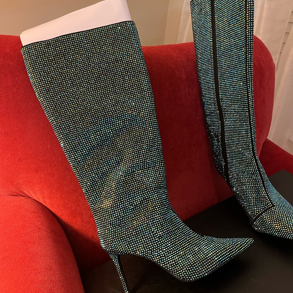 INC International Concepts Sparkling Blue Heeled Boots